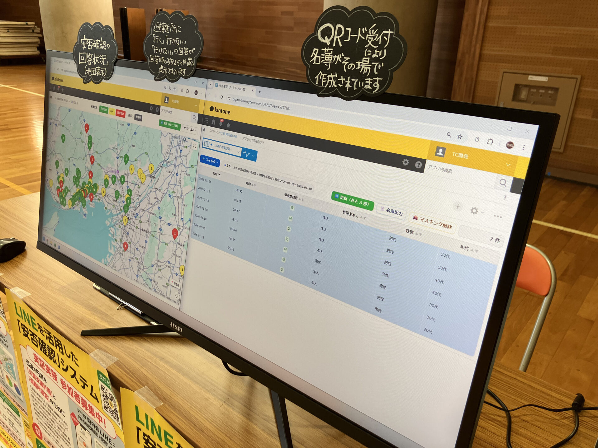 受付名簿ダッシュボードのスクリーンショット
